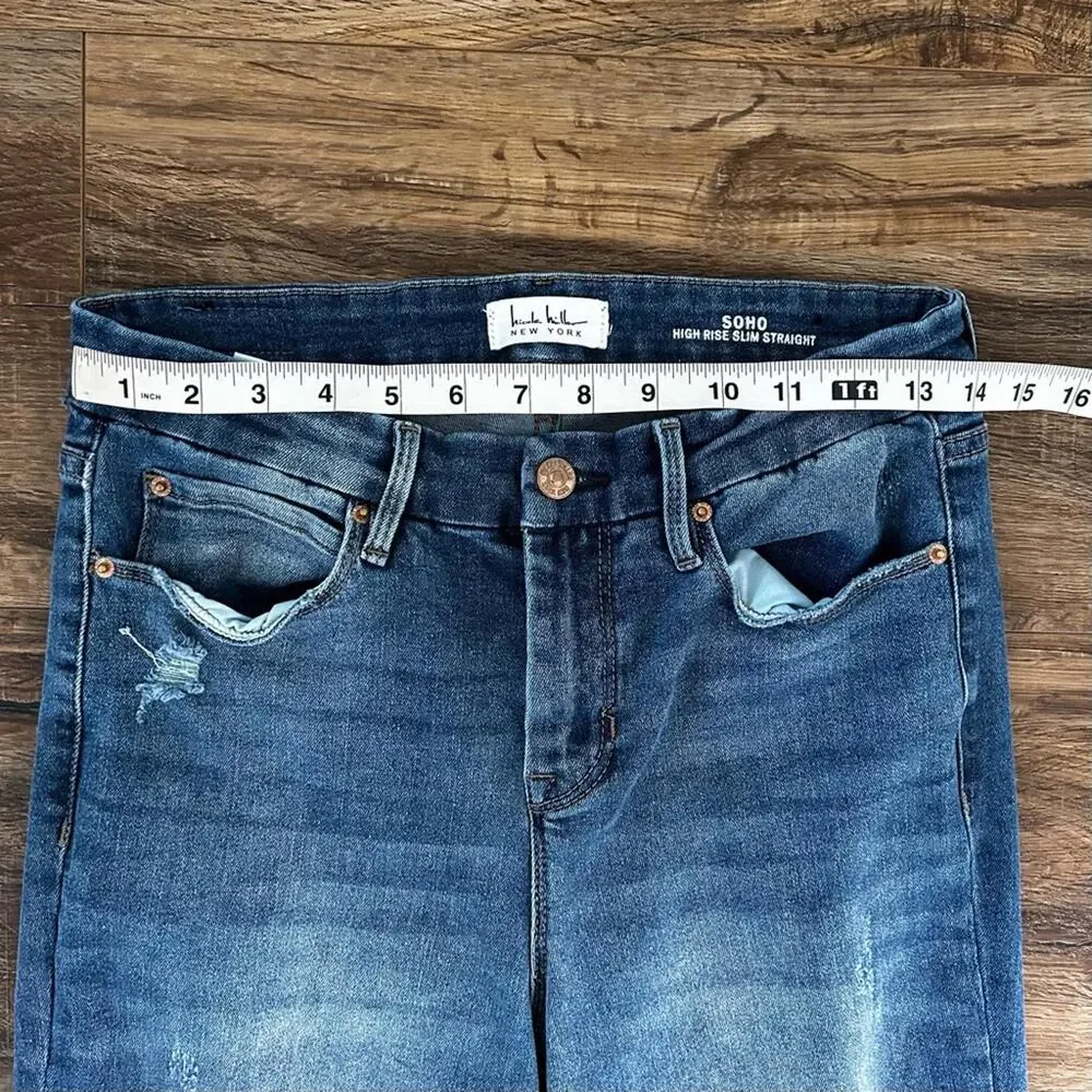 NICOLE MILLER High Rise Soho Slim Straight Cut off Jeans Washed Blue Sz 4 EUC - Picture 11 of 14